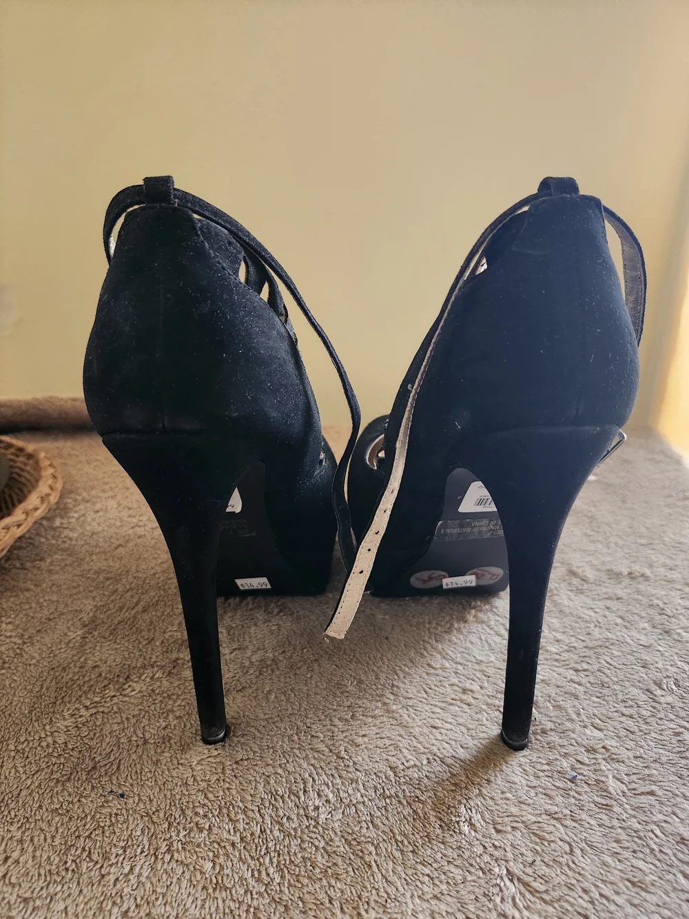Black Platform High Heels with Cutout Detail - Women's Shoes